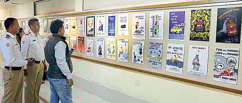 Students make posters to create traffic awareness