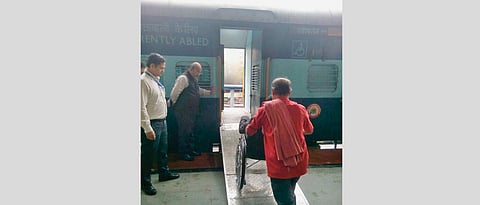 Portable wheelchair ramp at Pune rly stn