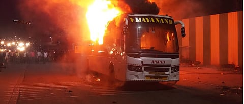 29 passengers rescued from burning luxury bus