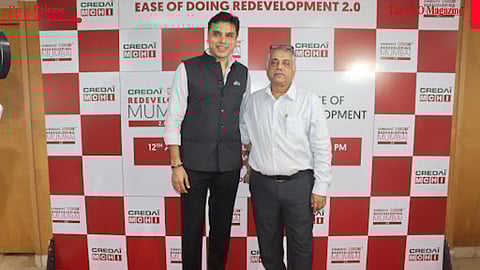 Mr. Dhaval Ajmera, Secretary and Mr. Domnic Romell, President of CREDAI-MCHI announce the second edition of Ease of Doing Redevelopment (EODR 2.0) Exhibition
