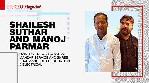 Shailesh Suthar and Manoj Parmar -&nbsp;Owners - New Viswakrma Mandap Service and Shree Brahmani Light Decoration &amp; Electrical