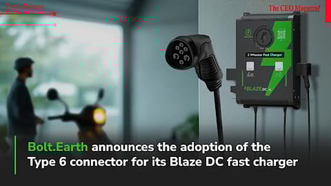 Bolt.Earth announces the adoption of the Type 6 connector for its Blaze DC fast charger