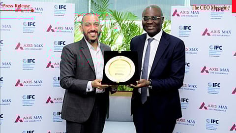 From Left to Right – Mr. Sumit Madan, MD &amp; CEO, Axis Max Life Insurance and Mr. Allen Forlemu, Interim Regional Vice President, Asia Pacific, International Finance Corporation