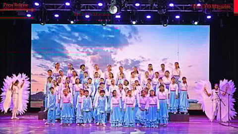 St. John's Universal School's choir singing resonant melodies at the 56th Annual Day event.