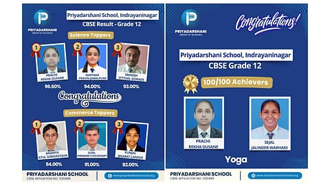 Priyadarshani School achieves stellar CBSE Grade 12 Results 2025-26 across Science and Commerce streams