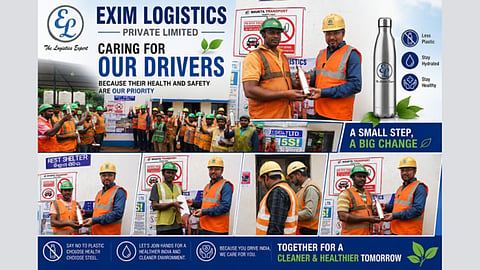 EXIM Logistics Promotes Health & Sustainability Through Steel Water Bottle Distribution Drive for Local Drivers
