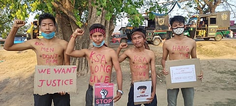 Protest by Karbi Students Association. Picture Credits: Ajay Rongchehon