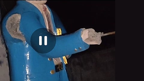 Ambedkar statue vandalised in Mainpuri, police installed a new statue | Mainpuri News