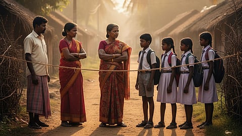 In Tamil Nadu, a case has been registered against a woman and her family members for blocking the way of Dalit students.