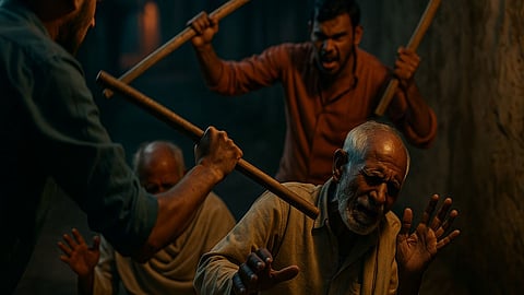 Two elderly Dalit men were beaten with sticks for refusing to say 'Ram Ram' and were also accused of using casteist slurs.