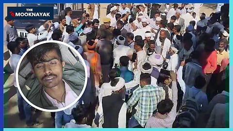 गुरुवार दोपहर तक तनाव चरम पर था। कई घंटों की समझाइश के बाद परिवार और प्रशासन के बीच सहमति बनी और धरना समाप्त हुआ, इनसेट में चेतन । 