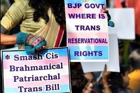 ट्रांसजेंडर एक्टिविस्ट्स इस बिल का विरोध कर रहे हैं। उनका मुख्य मुद्दा सेल्फ-परसेप्टेड जेंडर आईडेंटिटी के अधिकार का हटना है। 2014 के सुप्रीम कोर्ट के NALSA जजमेंट में जेंडर आईडेंटिटी की सेल्फ-डिटर्मिनेशन को व्यक्तिगत स्वायत्तता और संवैधानिक स्वतंत्रता का हिस्सा माना गया था। 