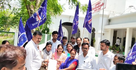 Dr Ambedkar statue beautification, Dalit Adhikar Manch