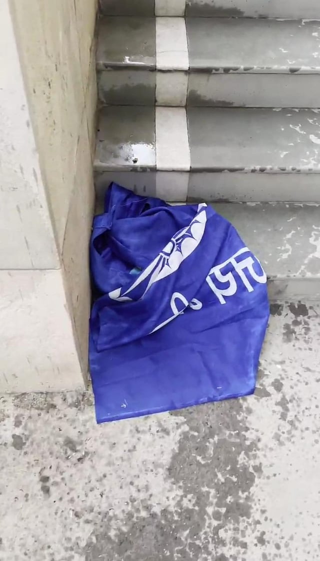 Flag thrown at a corner allegedly by ABVP members