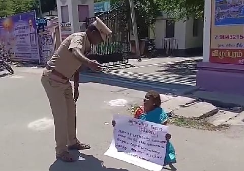 Following the Dalit panchayat president's demonstration, police registered a case against her under the BNS Act, citing a recent directive that mandates permission for protests outside Collectorate campus.