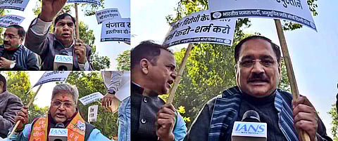 BJP Protests Outside Kejriwal's Residence Over Ambedkar Statue Vandalism