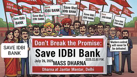 UFIOE Protests IDBI Bank Privatization at Jantar Mantar
