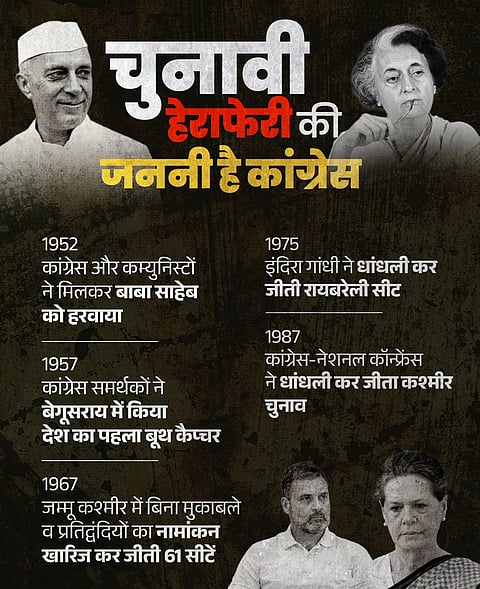 In a social media post on X accompanied by an infographic, the BJP listed five instances between 1952 and 1987, claiming that Congress leaders, including former prime ministers Jawaharlal Nehru and Indira Gandhi, engaged in malpractices to secure victories. 