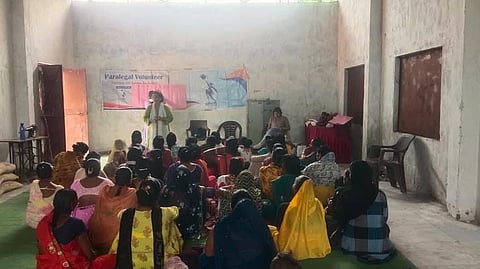 Kumud singh with women she calls her companions in change, teaching equality and self reliance.