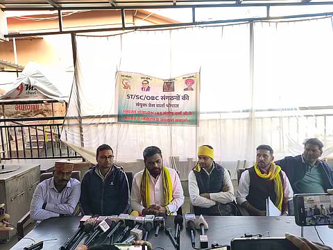 During the press conference, JAYS National President Advocate Lokesh Mujalda announced the 'Save Constitution-Save Reservation Public Outrage Mega Movement' on January 18 in Bhopal.