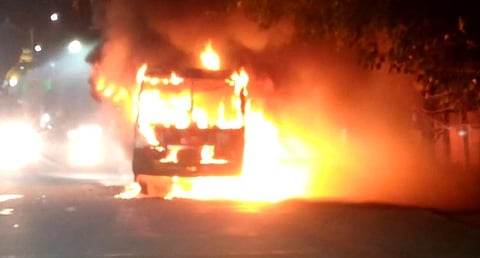 Bus Catches Fire In Lucknow At Midnight, Completely Gutted 