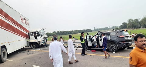 Four Killed On Agra-Lucknow Expressway As Container Driver Falls Asleep, Jumps Divider, Rams Into Car On The Other Side
