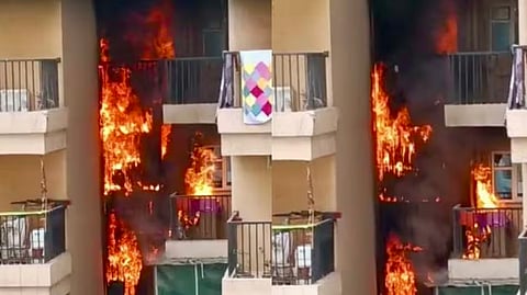 Massive Fire At Greater Noida’s Gaur City 14 Avenue Apartments 