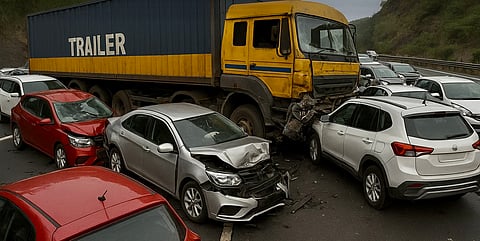 मुंबई-पुणे एक्सप्रेसवे पर भीषण हादसा: बेकाबू ट्रेलर ने 20 गाड़ियों को मारी टक्कर, 4 की मौत, 15 से ज्यादा घायल