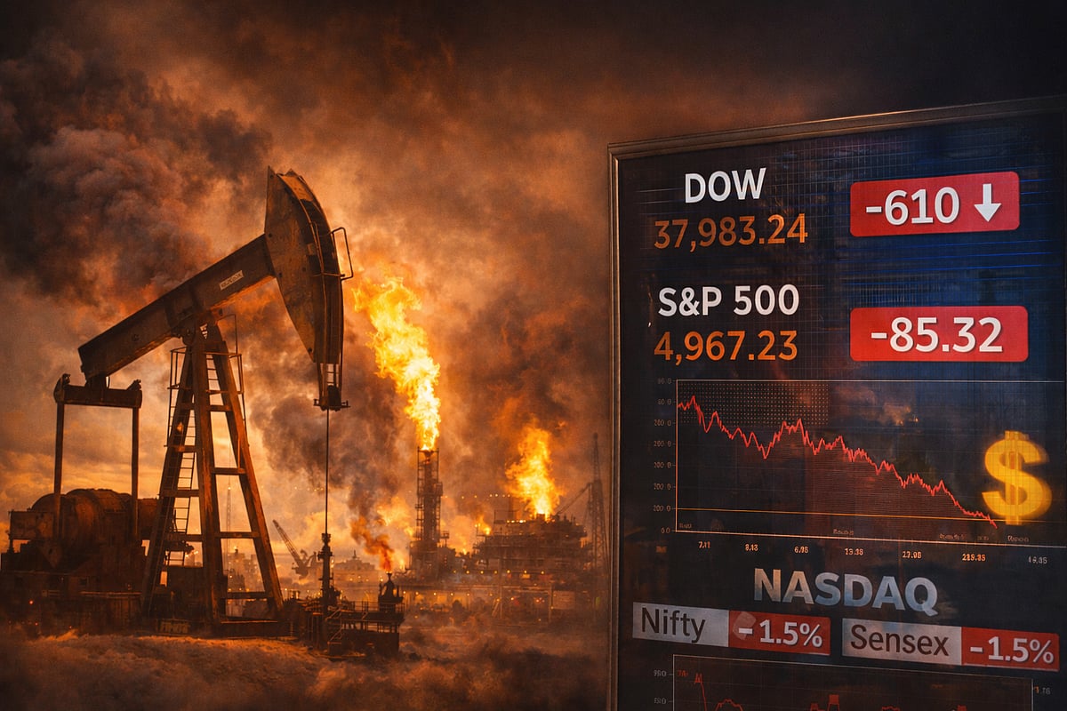 Crude Oil Surge Shakes Global Markets; US Indices Hit 3-Month Lows as Nifty-Sensex Slide 1.5%