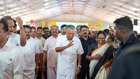 Pinarayi Vijayan, KK Shailaja, KN Balagopal, EP Jayarajan, and other senior CPI(M) leaders at the Nava Kerala Sadas event