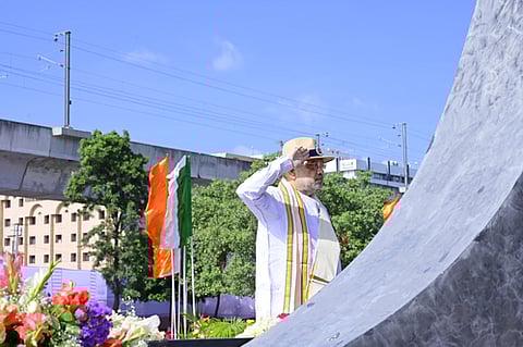 Amit Shah at a Hyderabad Liberation Day celebration