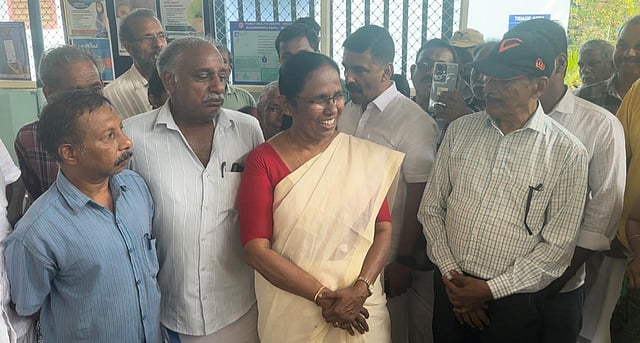KK Shailaja during campaign at a hospital in Vadakara constituency