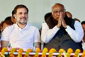 Leader of Opposition in Lok Sabha Rahul Gandhi and Congress President Mallikarjun Kharge 