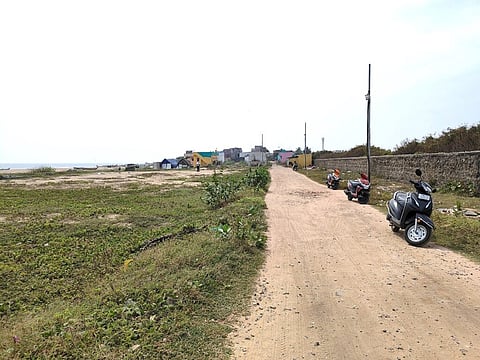 The alleged illegal pathway leading to Thiruvanmiyur Kuppam