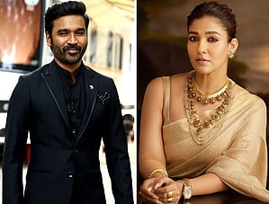 Collage of Dhanush and Nayanthara
