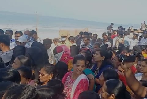 Residents of Tonka village protesting against a private port proposed in Honnavar taluk. 