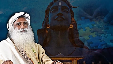 In the backdrop of children playing and the huge statue of Shiva at the Isha Yoga Center in Coimbatore sits Jaggi Vasudev, founder of Isha Foundation.