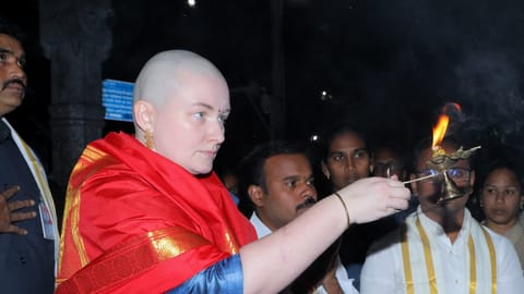 Pawan Kalyan’s wife prays at Tirumala after son’s recovery