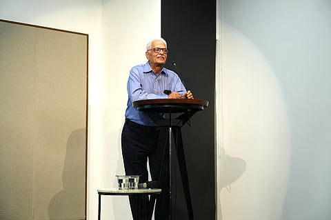 Dr BC Rao rendering a speech in his launch of his second book  Untold Tales From A Physician’s Bag, at the Bengaluru International Centre. 
