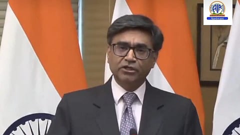 Image featuring Indian Foreign Secretary Vikram Misri speaking during the media briefing