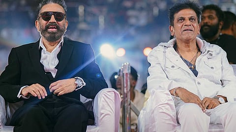 Kamal Haasan (left) with Kannada actor Shiva Rajkumar