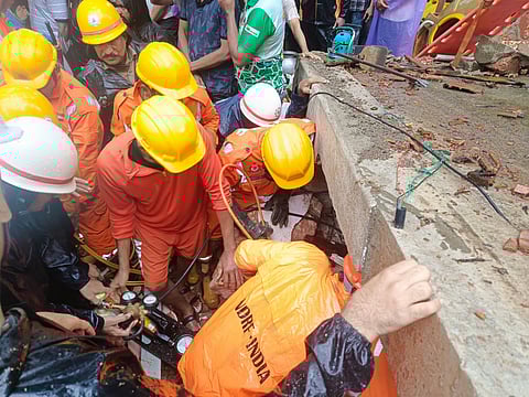 NDRF personnel conducting rescue operation at at Montepadav