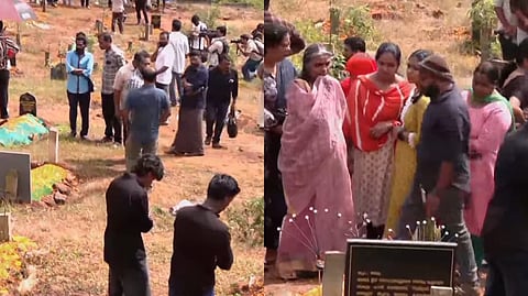 Survivors visiting buried sites