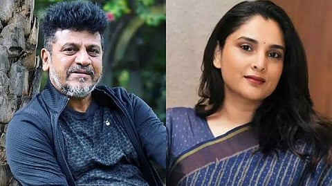 Split image showing Kannada actor Shivarajkumar on the left and actor-politician Ramya on the right.