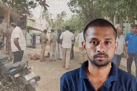Accused Surjith against the backdrop of the spot of murder