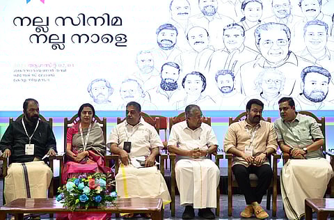 Dignitaries on stage for the inauguration of the film policy conclave