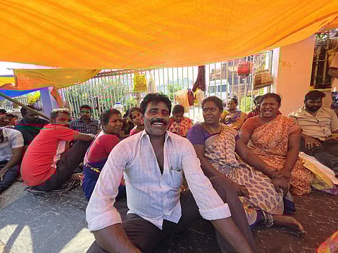 Sanitation workers protest outside GCC