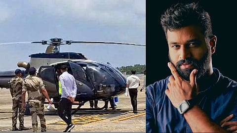 Image featuring heart airlifting for transplantation and Issac George L to R