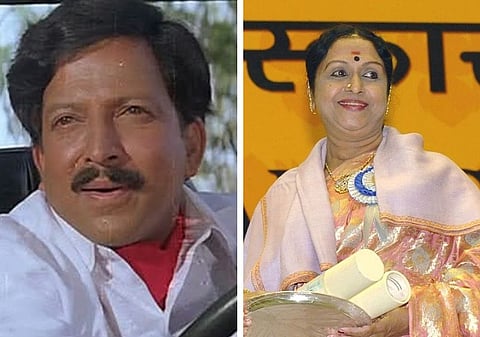 Actors Vishnuvardhan and B Saroja Devi 