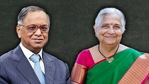 Infosys founder Narayana Murthy and his wife Rajya Sabha MP Sudha Murty